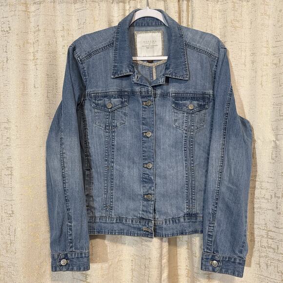 Sonoma Life + Style Long Sleeve Button Up Blue‎ Jean Jacket Casual Women's Sz XL - Picture 1 of 3